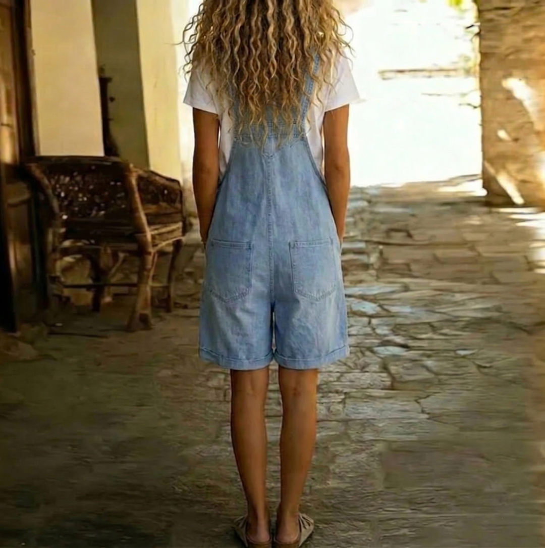 Clara™ | Krátky overal z svetlomodrého denimu