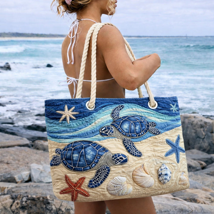 Handmade Beach Bag - Turtles and Starfish