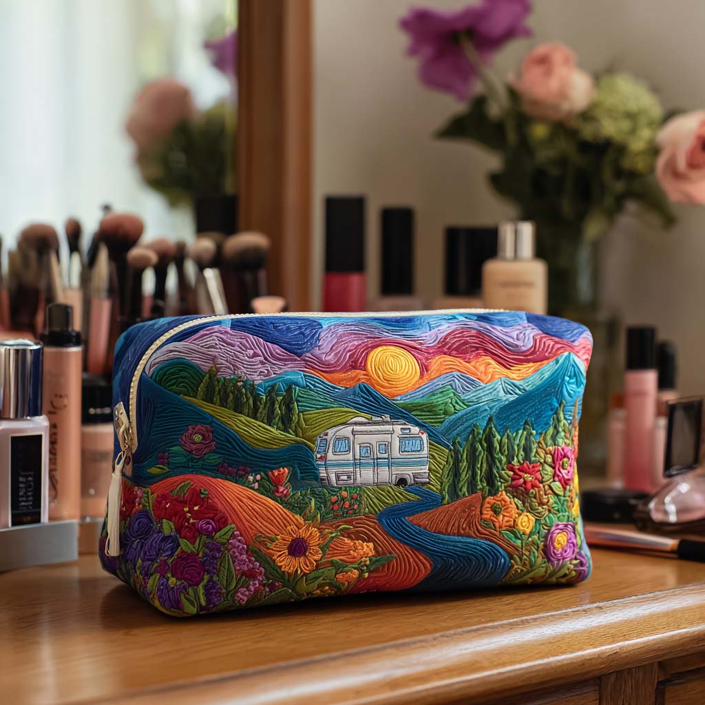 Kelsey - Quilted Toiletry Bag - Retro Travel