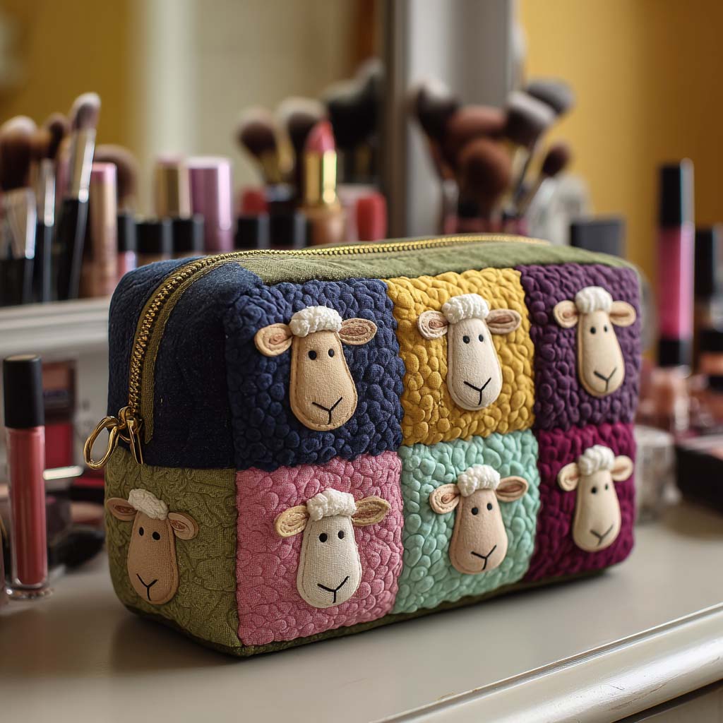 Kendall - Quilted Toiletry Bag - Sheep