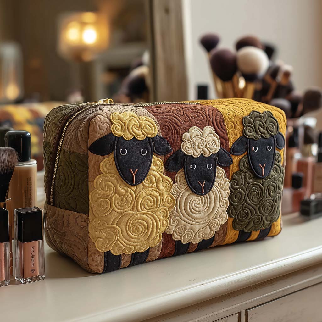 Kendall - Quilted Toiletry Bag - Sheep