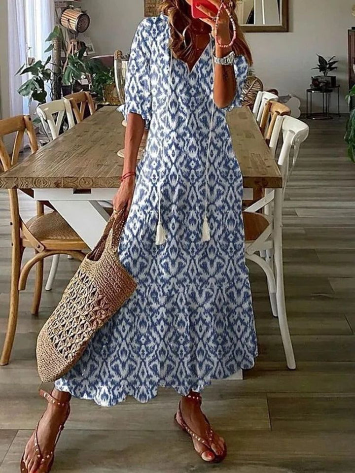 Kleoniki - Elegantná zamatová maxi šaty s kvetmi