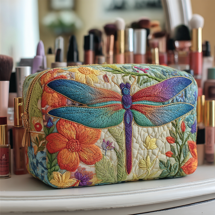 Marley - Quilted Toiletry Bag - Golden Dragonfly