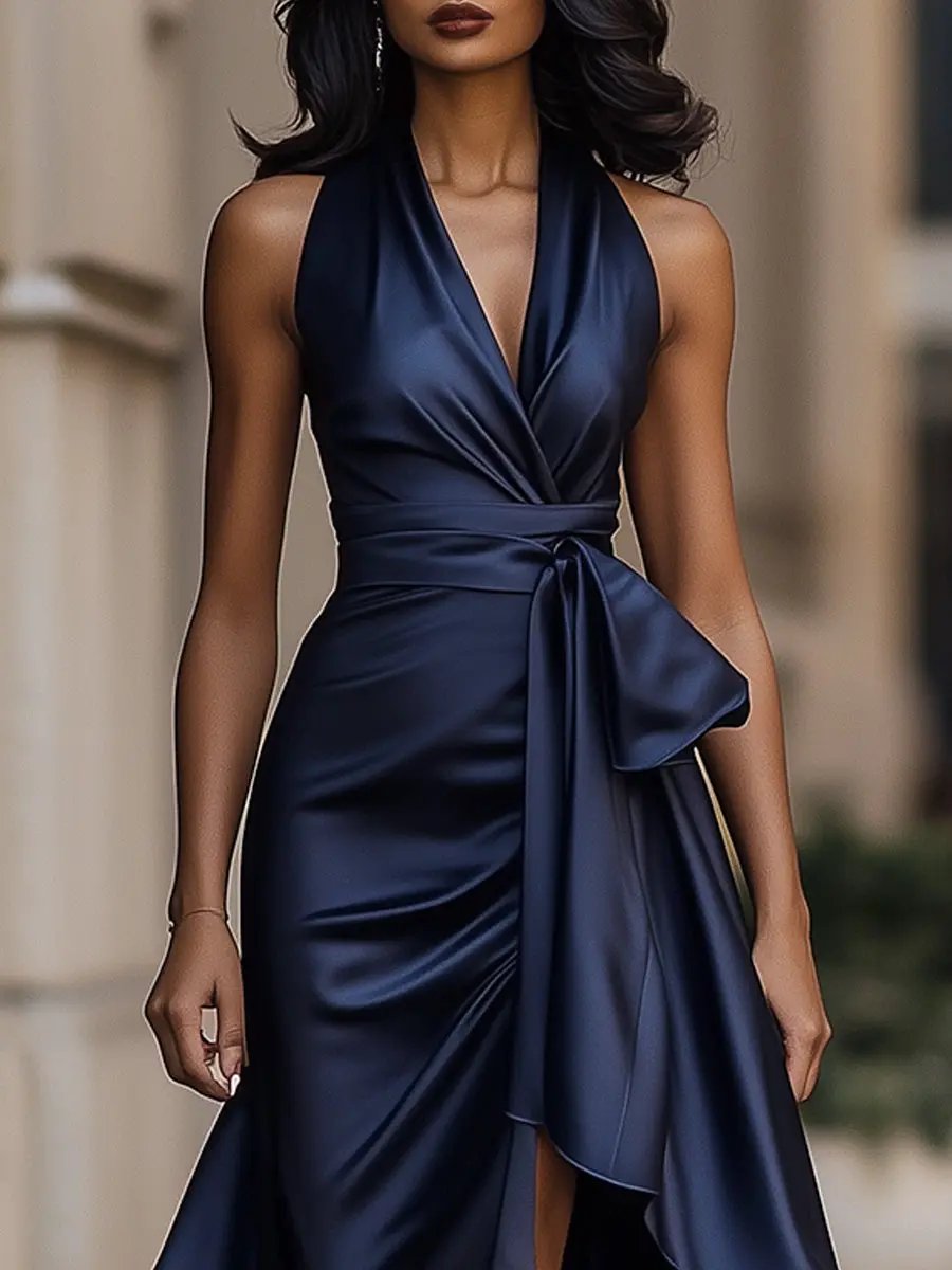 Henrika – Halter šaty s asymetrickým strihom