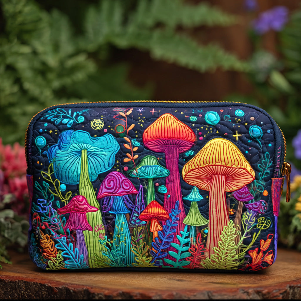 Millie - Quilted Toiletry Bag - Peace Mushrooms