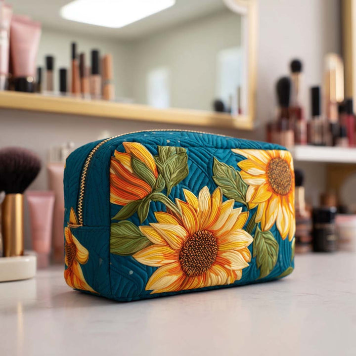 Nadine - Quilted Toiletry Bag - Cheerful Flower