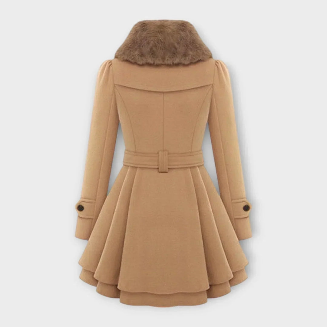 Emma - Elegantný Kabát s Umelým Kožuchom