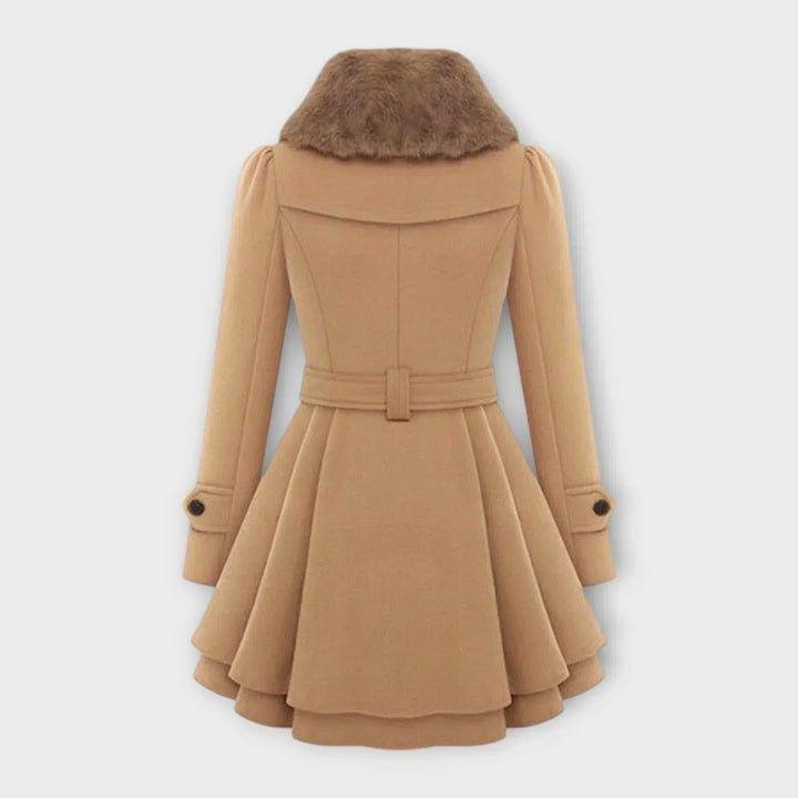 Emma - Elegantný Kabát s Umelým Kožuchom