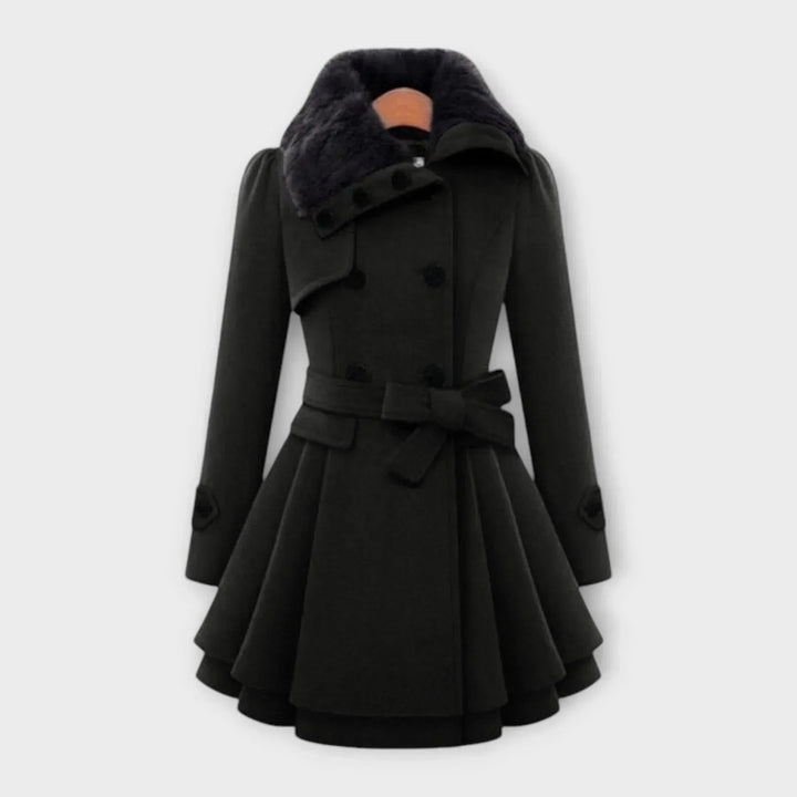 Emma - Elegantný Kabát s Umelým Kožuchom