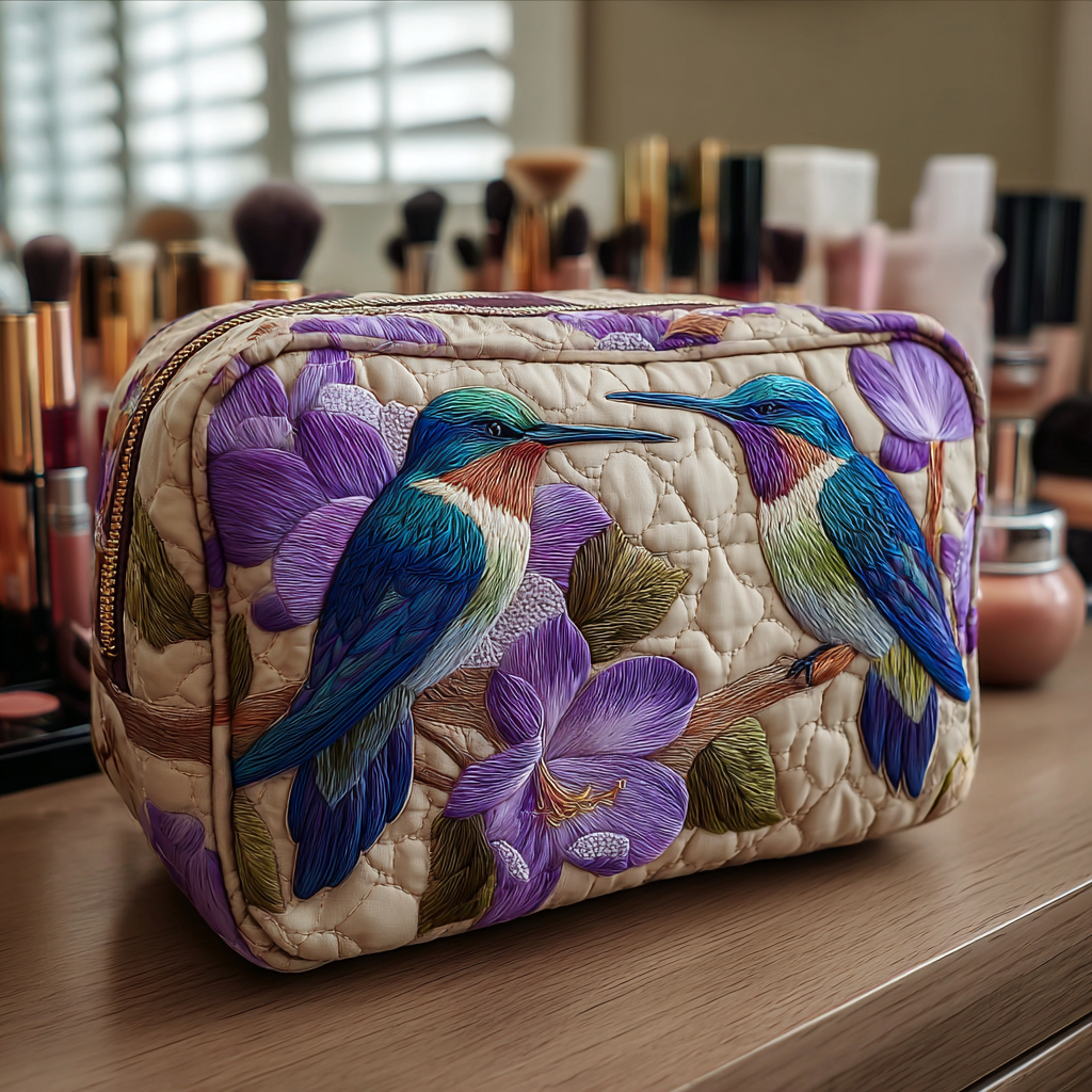 Opal - Quilted Toiletry Bag - Refined Hummingbird