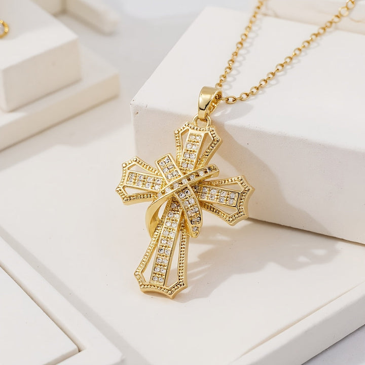 Pendentif croix rayonnante | Or