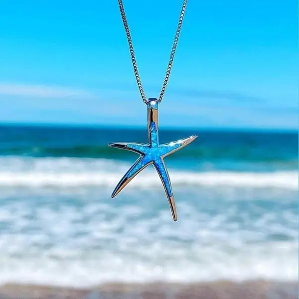 Pendentif étoile en bleu et opale argent | Argent