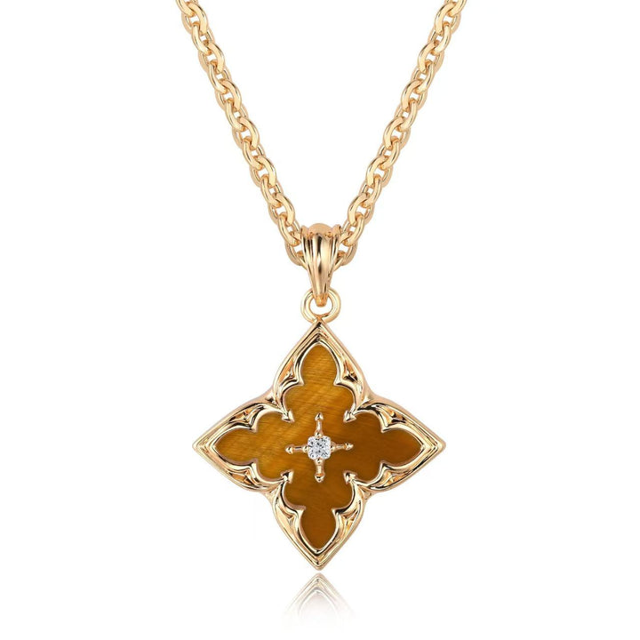 Pendentif trèfle blanc | Or