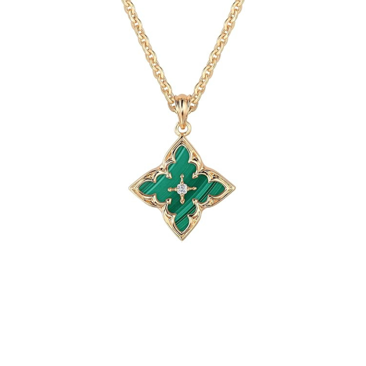 Pendentif trèfle émeraude | Or