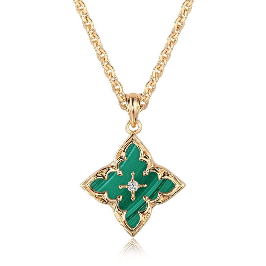 Pendentif trèfle Marron | Or