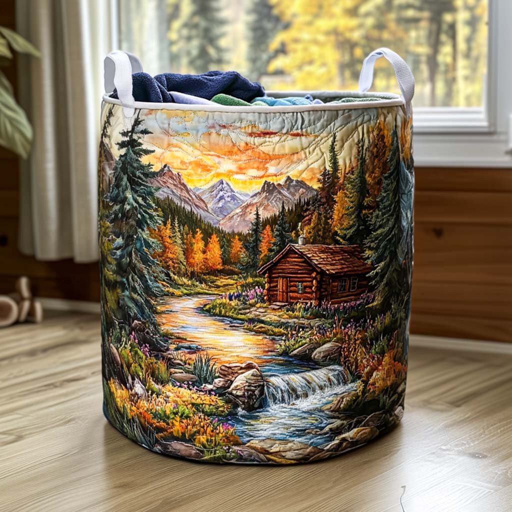 Prešívaný košík na prádlo - Lesná prechádzka