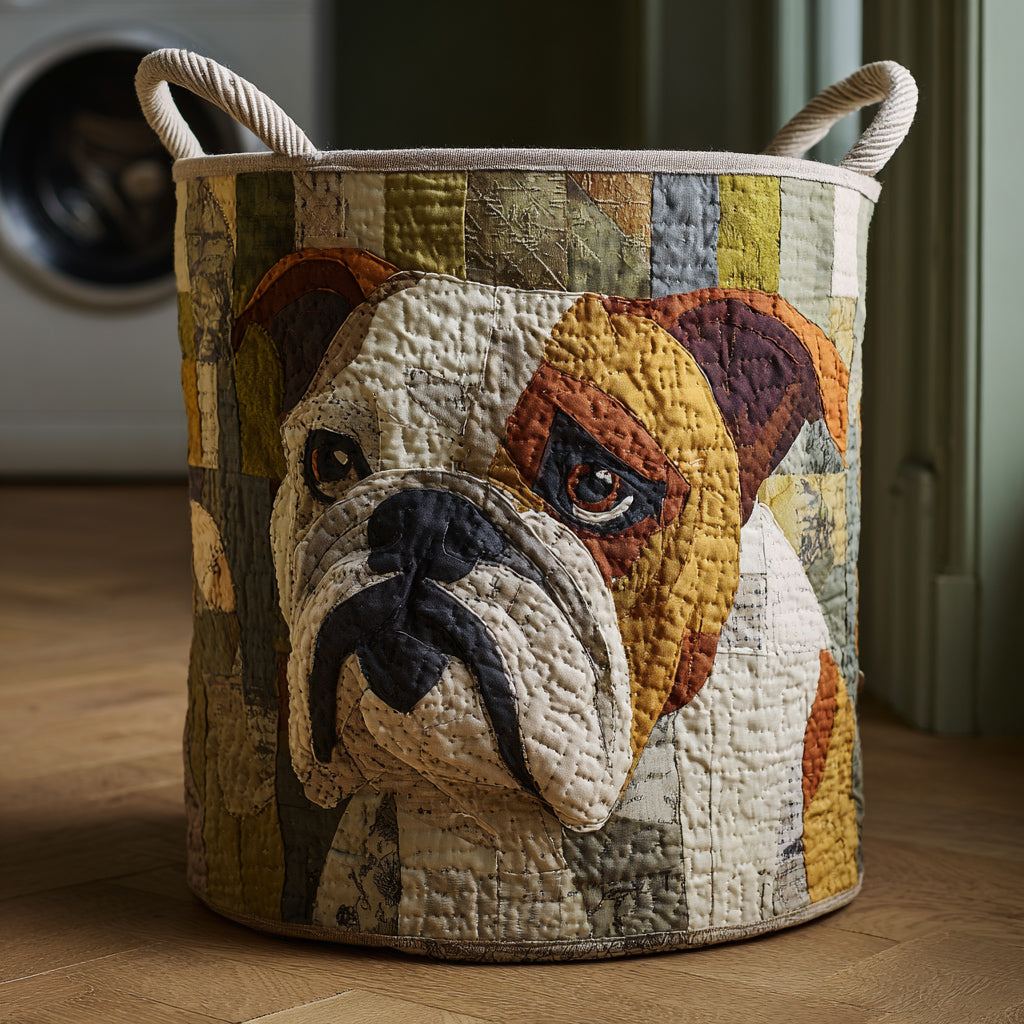 Prešívaný kôš na prádlo - Rustikálny bulldog