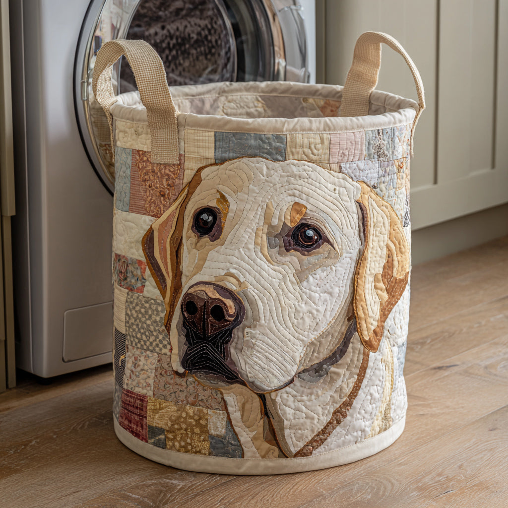 Prešívaný košík na prádlo - Rustikálny Labrador