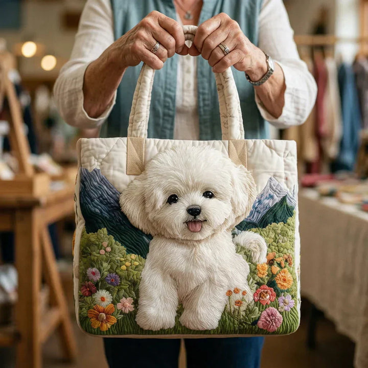 Quilted Tote Bag - Bichon Frise