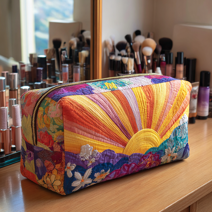 Rebecca - Quilted Toiletry Bag - Flowers at Sunrise