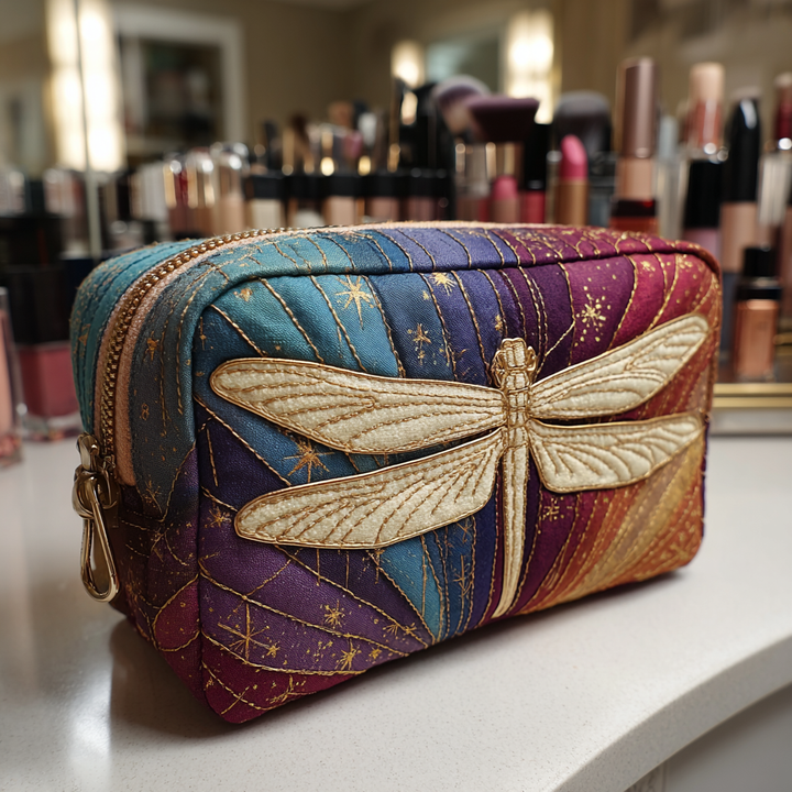 Robin - Quilted Toiletry Bag - Dragonfly