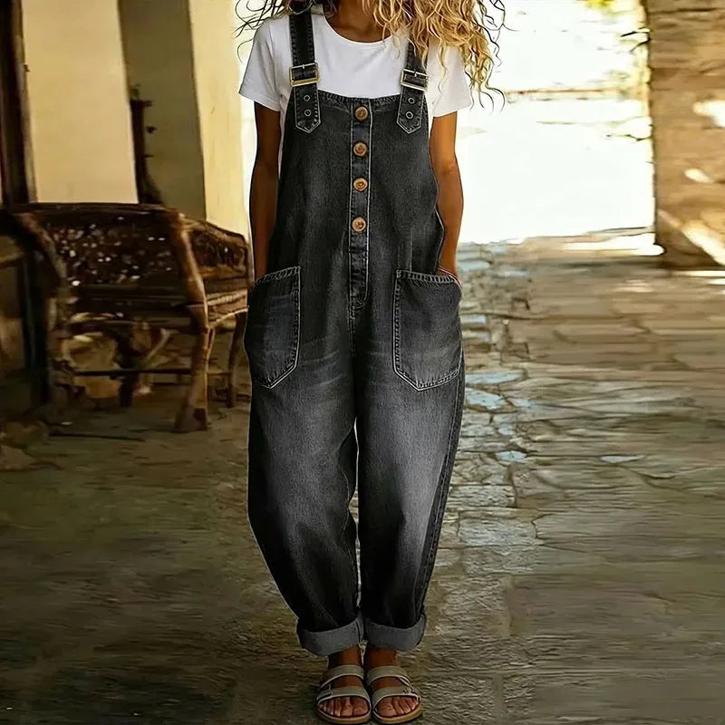 Mae™ | Vintage overal z mäkkej bavlny s efektom denimu