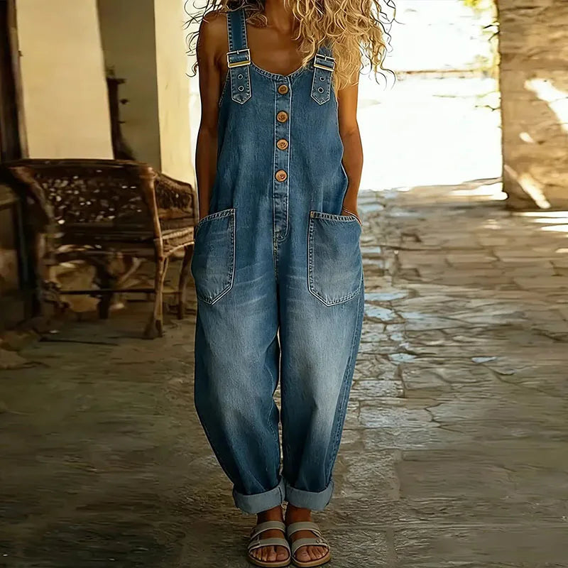 Mae™ | Vintage overal z mäkkej bavlny s efektom denimu