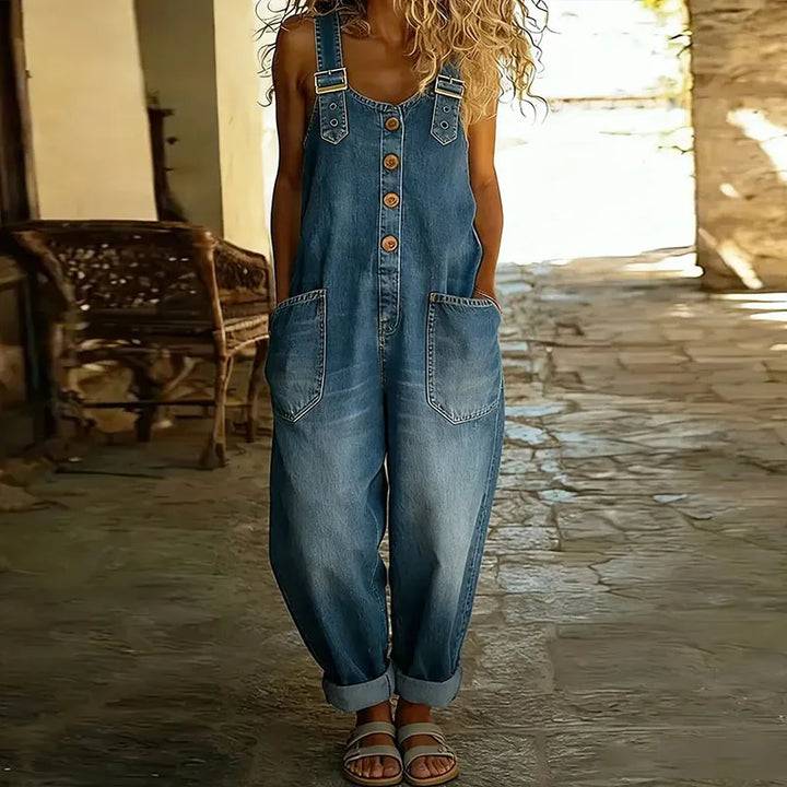 Mae™ | Vintage overal z mäkkej bavlny s efektom denimu