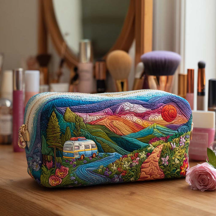 Scarlett - Quilted Toiletry Bag - Lighted Mountains