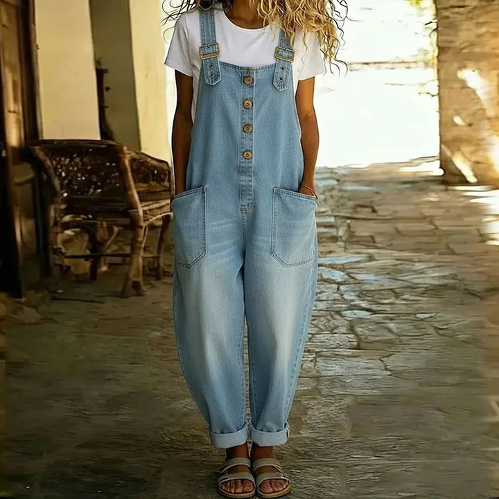 Mae™ | Vintage overal z mäkkej bavlny s efektom denimu