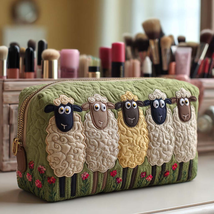 Shirley - Quilted Toiletry Bag - Cheerful Sheep