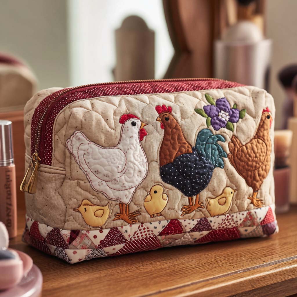 Skyler - Quilted Toiletry Bag - Hen in Nest
