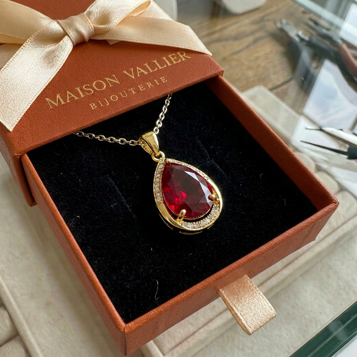 Collier pendentif goutte de rubis | Or