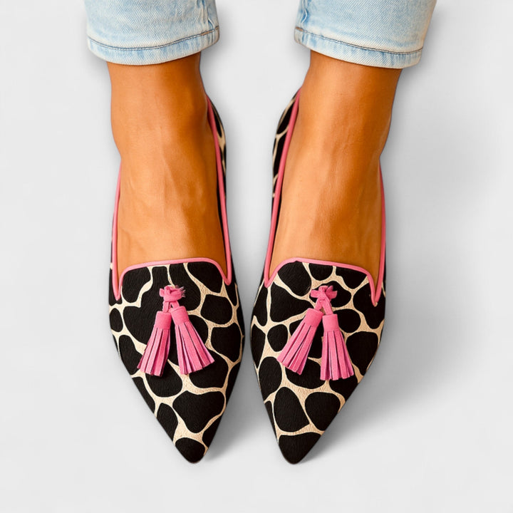 Julija - Elegantné Mokasíny s Leopardím Vzorom a Strapcami - Elegantný Štýl