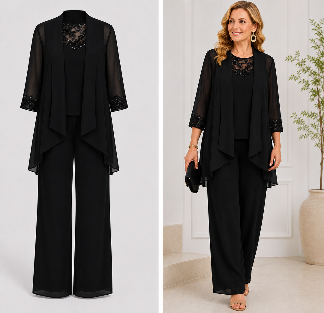 Evelina™ | Prúdiaca bunda a set s širokými nohavicami