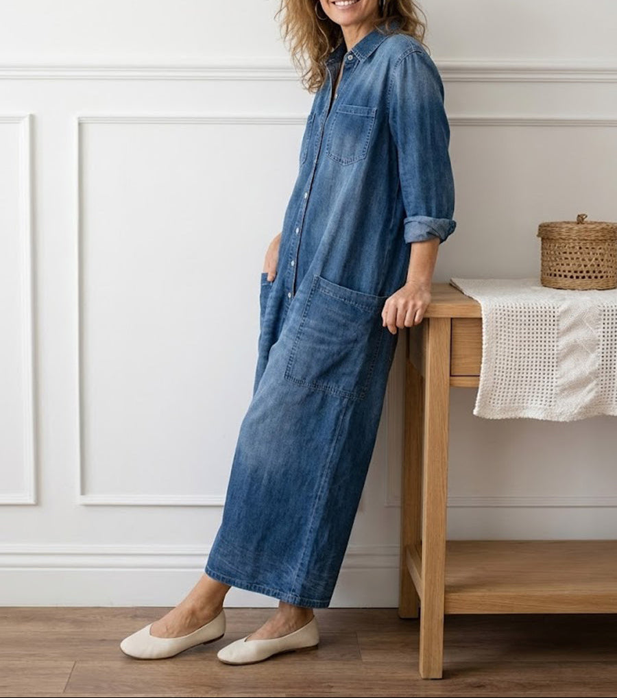 Diana™ | Vintage denim overal s gombami
