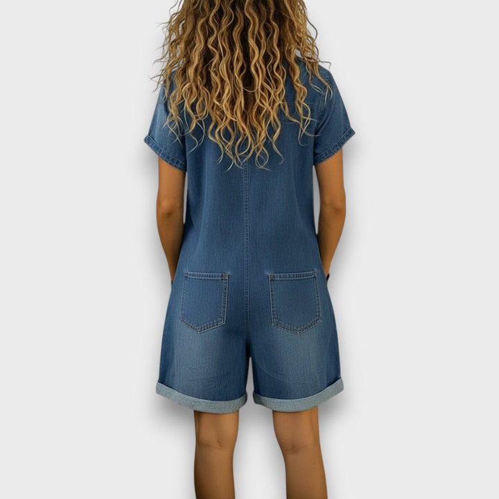 Joan™ | Krátky overal z bavlny s efektom denimu