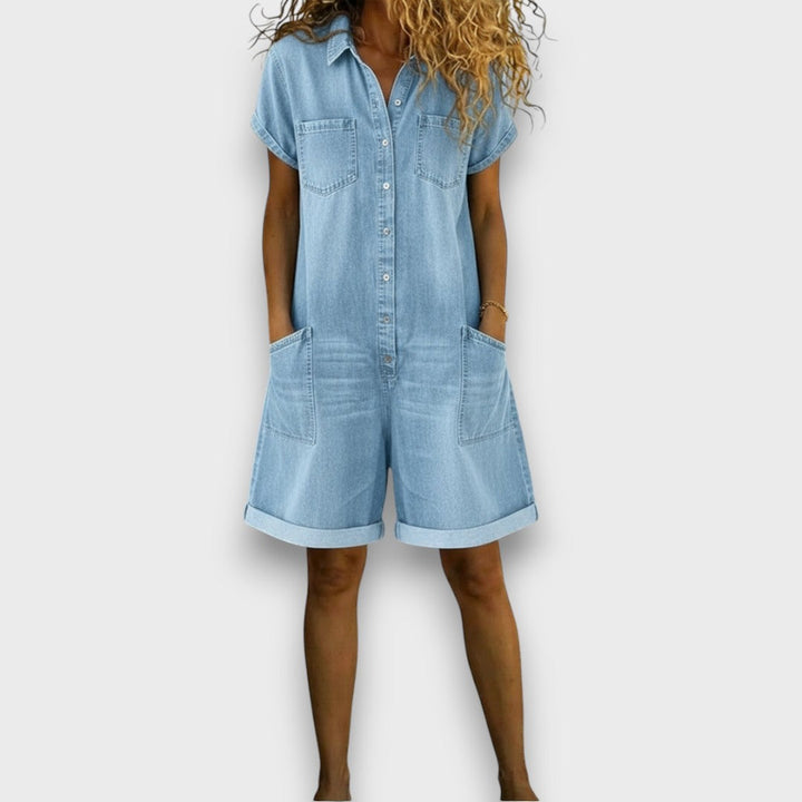 Joan™ | Krátky overal z bavlny s efektom denimu