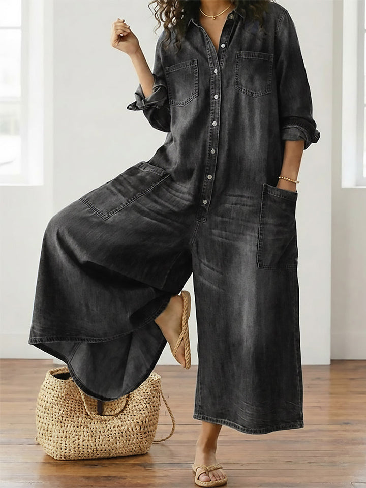 Diana™ | Vintage denim overal s gombami