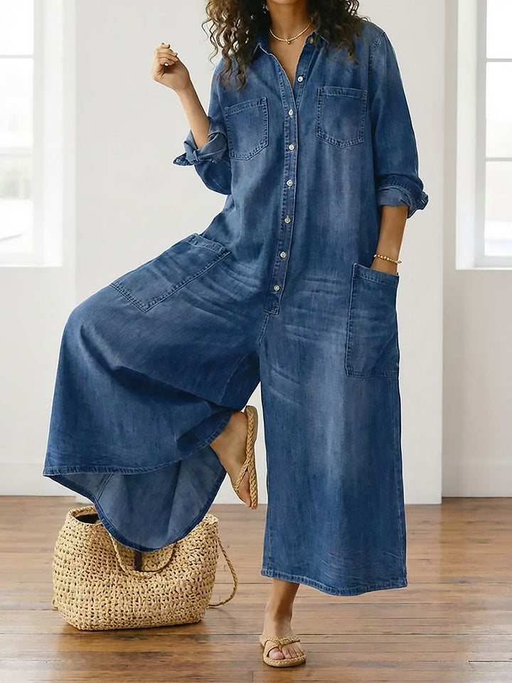 Diana™ | Vintage denim overal s gombami