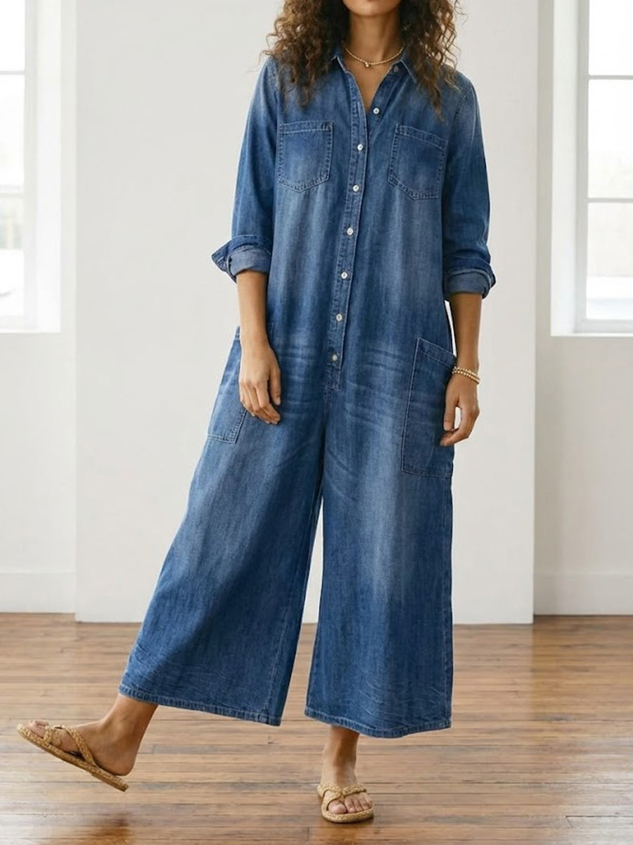 Diana™ | Vintage denim overal s gombami