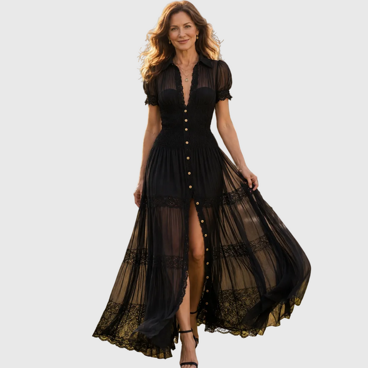 Erika – Elegantné maxi šaty s čipkou