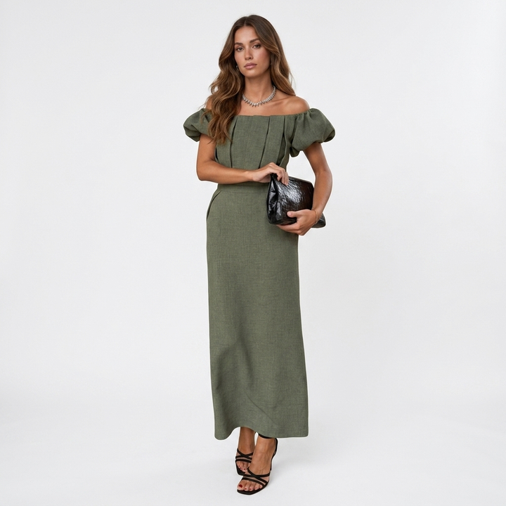 JASMINE | Elegantná midi šaty s zvýrazneným pásom a nadčasovým večerným štýlom