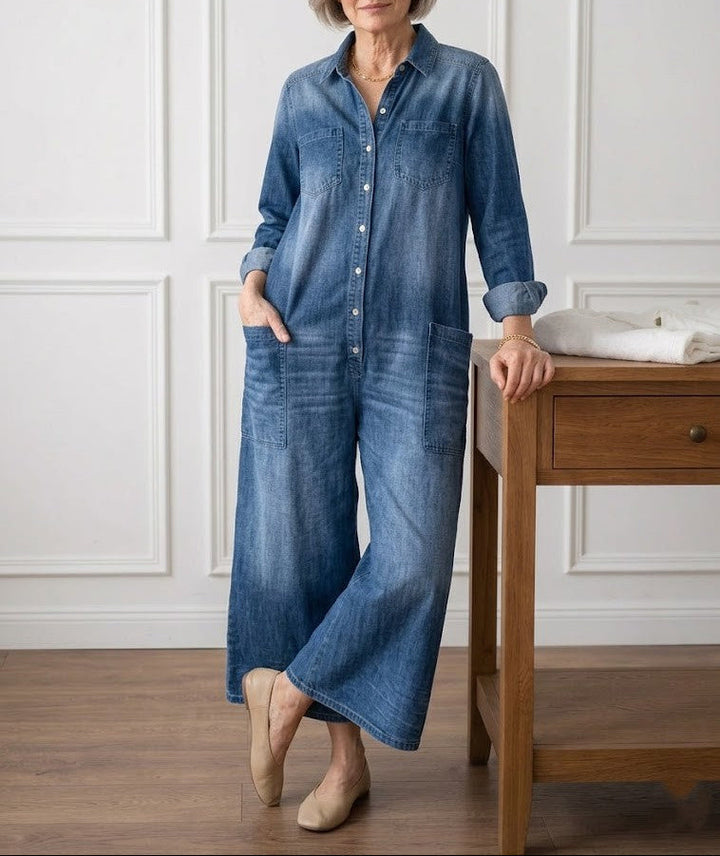 Diana™ | Vintage denim overal s gombami